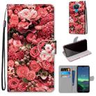 For Nokia 1.4 Coloured Drawing Cross Texture Horizontal Flip PU Leather Case with Holder & Card Slots & Wallet & Lanyard(Pink Rose Garden) - 1