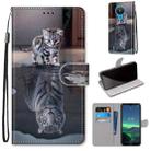 For Nokia 1.4 Coloured Drawing Cross Texture Horizontal Flip PU Leather Case with Holder & Card Slots & Wallet & Lanyard(Cat Becomes Tiger) - 1