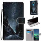 For Nokia 1.4 Coloured Drawing Cross Texture Horizontal Flip PU Leather Case with Holder & Card Slots & Wallet & Lanyard(Mountain Road Starry Sky) - 1