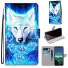 For Nokia 1.4 Coloured Drawing Cross Texture Horizontal Flip PU Leather Case with Holder & Card Slots & Wallet & Lanyard(Dick Rose Wolf) - 1