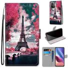 For Xiaomi Redmi K40 / K40 Pro / K40 Pro+ / Mi 11i / Poco F3 Coloured Drawing Cross Texture Horizontal Flip PU Leather Case with Holder & Card Slots & Wallet & Lanyard(Pink Flower Tower Bridge) - 1