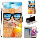 For Xiaomi Redmi Note 10 4G / Note 10s Coloured Drawing Cross Texture Horizontal Flip PU Leather Case with Holder & Card Slots & Wallet & Lanyard(Cat Drinking Soda) - 1