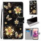 For Xiaomi Redmi Note 10 4G / Note 10s Coloured Drawing Cross Texture Horizontal Flip PU Leather Case with Holder & Card Slots & Wallet & Lanyard(Gold Diamond Butterfly) - 1