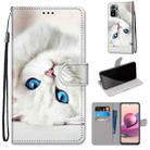 For Xiaomi Redmi Note 10 4G / Note 10s Coloured Drawing Cross Texture Horizontal Flip PU Leather Case with Holder & Card Slots & Wallet & Lanyard(White Kitten) - 1