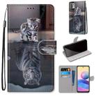For Xiaomi Redmi Note 10 5G Coloured Drawing Cross Texture Horizontal Flip PU Leather Case with Holder & Card Slots & Wallet & Lanyard(Cat Becomes Tiger) - 1