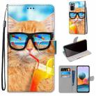 For Xiaomi Redmi Note 10 Pro Max / Note 10 Pro Coloured Drawing Cross Texture Horizontal Flip PU Leather Case with Holder & Card Slots & Wallet & Lanyard(Cat Drinking Soda) - 1