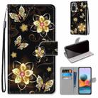For Xiaomi Redmi Note 10 Pro Max / Note 10 Pro Coloured Drawing Cross Texture Horizontal Flip PU Leather Case with Holder & Card Slots & Wallet & Lanyard(Gold Diamond Butterfly) - 1