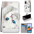 For Xiaomi Redmi Note 10 Pro Max / Note 10 Pro Coloured Drawing Cross Texture Horizontal Flip PU Leather Case with Holder & Card Slots & Wallet & Lanyard(White Kitten) - 1