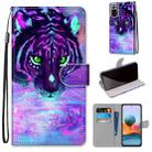 For Xiaomi Redmi Note 10 Pro Max / Note 10 Pro Coloured Drawing Cross Texture Horizontal Flip PU Leather Case with Holder & Card Slots & Wallet & Lanyard(Tiger Drinking Water) - 1