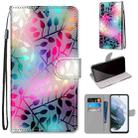 For Samsung Galaxy S21 FE Coloured Drawing Cross Texture Horizontal Flip PU Leather Case with Holder & Card Slots & Wallet & Lanyard(Translucent Glass) - 1