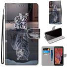 For Samsung Galaxy Xcover 5 Coloured Drawing Cross Texture Horizontal Flip PU Leather Case with Holder & Card Slots & Wallet & Lanyard(Cat Becomes Tiger) - 1