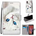 For Samsung Galaxy Xcover 5 Coloured Drawing Cross Texture Horizontal Flip PU Leather Case with Holder & Card Slots & Wallet & Lanyard(White Kitten) - 1