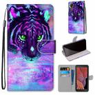 For Samsung Galaxy Xcover 5 Coloured Drawing Cross Texture Horizontal Flip PU Leather Case with Holder & Card Slots & Wallet & Lanyard(Tiger Drinking Water) - 1