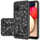 For Samsung Galaxy A02s (US Version) Glitter Powder Contrast Skin Shockproof Silicone + PC Protective Case(Black) - 1