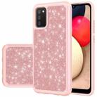 For Samsung Galaxy A02s (US Version) Glitter Powder Contrast Skin Shockproof Silicone + PC Protective Case(Rose Gold) - 1