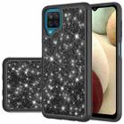 For Samsung Galaxy A12 Glitter Powder Contrast Skin Shockproof Silicone + PC Protective Case(Black) - 1