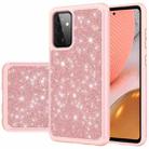 For Samsung Galaxy A72 5G / 4G Glitter Powder Contrast Skin Shockproof Silicone + PC Protective Case(Rose Gold) - 1