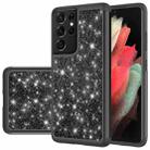 For Samsung Galaxy S21 Ultra 5G Glitter Powder Contrast Skin Shockproof Silicone + PC Protective Case(Black) - 1