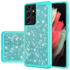 For Samsung Galaxy S21 Ultra 5G Glitter Powder Contrast Skin Shockproof Silicone + PC Protective Case(Green) - 1