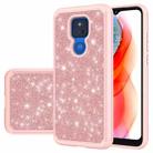 For Motorola Moto G Play (2021) Glitter Powder Contrast Skin Shockproof Silicone + PC Protective Case(Rose Gold) - 1