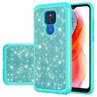 For Motorola Moto G Play (2021) Glitter Powder Contrast Skin Shockproof Silicone + PC Protective Case(Green) - 1