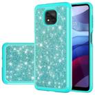 For Motorola Moto G Power (2021) Glitter Powder Contrast Skin Shockproof Silicone + PC Protective Case(Green) - 1