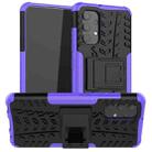 For Samsung Galaxy A32 4G Tire Texture Shockproof TPU+PC Protective Case with Holder(Purple) - 1