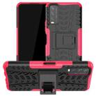 For vivo Y20 Tire Texture Shockproof TPU+PC Protective Case with Holder(Pink) - 1