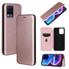 For OPPO Realme 8 / 8 Pro Carbon Fiber Texture Horizontal Flip TPU + PC + PU Leather Case with Card Slot(Pink) - 1