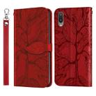 For Samsung Galaxy A02 Life of Tree Embossing Pattern Horizontal Flip Leather Case with Holder & Card Slot & Wallet & Photo Frame & Lanyard(Red) - 1