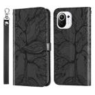 For Xiaomi Mi 11 Life of Tree Embossing Pattern Horizontal Flip Leather Case with Holder & Card Slot & Wallet & Photo Frame & Lanyard(Black) - 1
