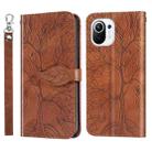 For Xiaomi Mi 11 Life of Tree Embossing Pattern Horizontal Flip Leather Case with Holder & Card Slot & Wallet & Photo Frame & Lanyard(Brown) - 1