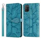 For Xiaomi Poco M3 Life of Tree Embossing Pattern Horizontal Flip Leather Case with Holder & Card Slot & Wallet & Photo Frame & Lanyard(Lake Blue) - 1