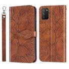 For Xiaomi Poco M3 Life of Tree Embossing Pattern Horizontal Flip Leather Case with Holder & Card Slot & Wallet & Photo Frame & Lanyard(Brown) - 1