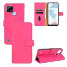 For OPPO Realme C21 Solid Color Skin Feel Magnetic Buckle Horizontal Flip Calf Texture PU Leather Case with Holder & Card Slots & Wallet(Rose Red) - 1