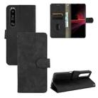 For Sony Xperia 1 III Solid Color Skin Feel Magnetic Buckle Horizontal Flip Calf Texture PU Leather Case with Holder & Card Slots & Wallet(Black) - 1