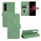 For Sony Xperia 1 III Solid Color Skin Feel Magnetic Buckle Horizontal Flip Calf Texture PU Leather Case with Holder & Card Slots & Wallet(Green) - 1