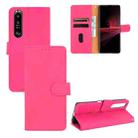 For Sony Xperia 1 III Solid Color Skin Feel Magnetic Buckle Horizontal Flip Calf Texture PU Leather Case with Holder & Card Slots & Wallet(Rose Red) - 1