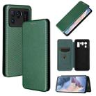 For Xiaomi Mi 11 Ultra Carbon Fiber Texture Horizontal Flip TPU + PC + PU Leather Case with Card Slot(Green) - 1