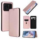 For Xiaomi Mi 11 Ultra Carbon Fiber Texture Horizontal Flip TPU + PC + PU Leather Case with Card Slot(Pink) - 1