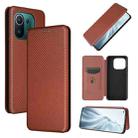 For Xiaomi Mi 11 Pro Carbon Fiber Texture Horizontal Flip TPU + PC + PU Leather Case with Card Slot(Brown) - 1