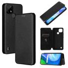 For Realme C21 Carbon Fiber Texture Horizontal Flip TPU + PC + PU Leather Case with Card Slot(Black) - 1