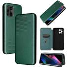 For Oppo Find X3 / X3 Pro Carbon Fiber Texture Horizontal Flip TPU + PC + PU Leather Case with Card Slot(Green) - 1