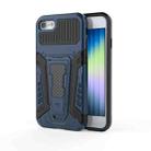 For iPhone SE 2022 / SE 2020 / 8 / 7 War Chariot Series Armor All-inclusive Shockproof PC + TPU Protective Case with Invisible Holder(Blue) - 1