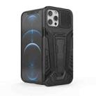 For iPhone 12 / 12 Pro War Chariot Series Armor All-inclusive Shockproof PC + TPU Protective Case with Invisible Holder(Black) - 1