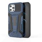 For iPhone 12 / 12 Pro War Chariot Series Armor All-inclusive Shockproof PC + TPU Protective Case with Invisible Holder(Blue) - 1