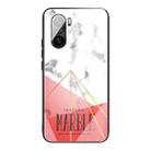 For Xiaomi Redmi K40 / K40 Pro / K40 Pro+ Marble Tempered Glass Back Cover TPU Border Case(HCBL-24) - 1