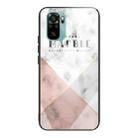 For Xiaomi Redmi Note 10 4G Marble Tempered Glass Back Cover TPU Border Case(HCBL-6) - 1