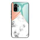 For Xiaomi Redmi Note 10 4G Marble Tempered Glass Back Cover TPU Border Case(HCBL-8) - 1