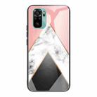 For Xiaomi Redmi Note 10 4G Marble Tempered Glass Back Cover TPU Border Case(HCBL-11) - 1